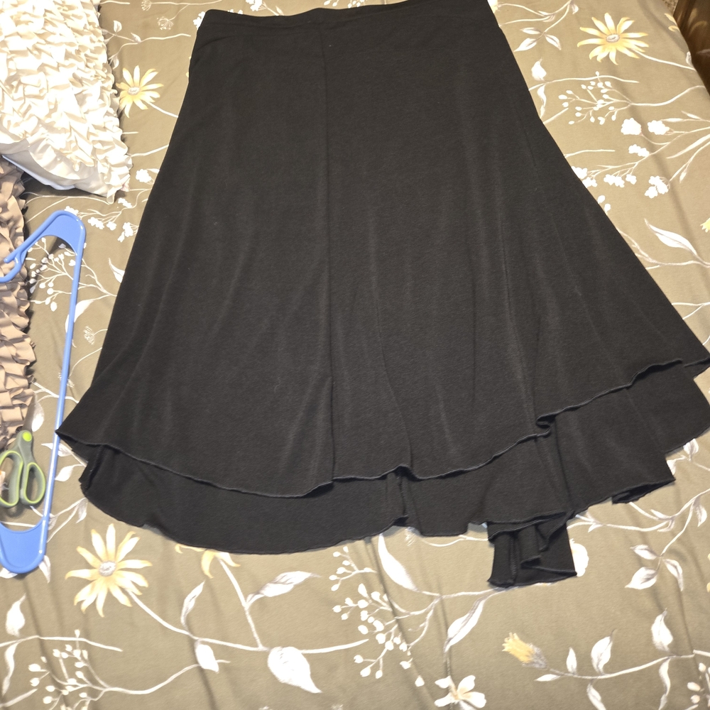 Wrapper Black Asymmetrical Midi Skirt Made In Mexico